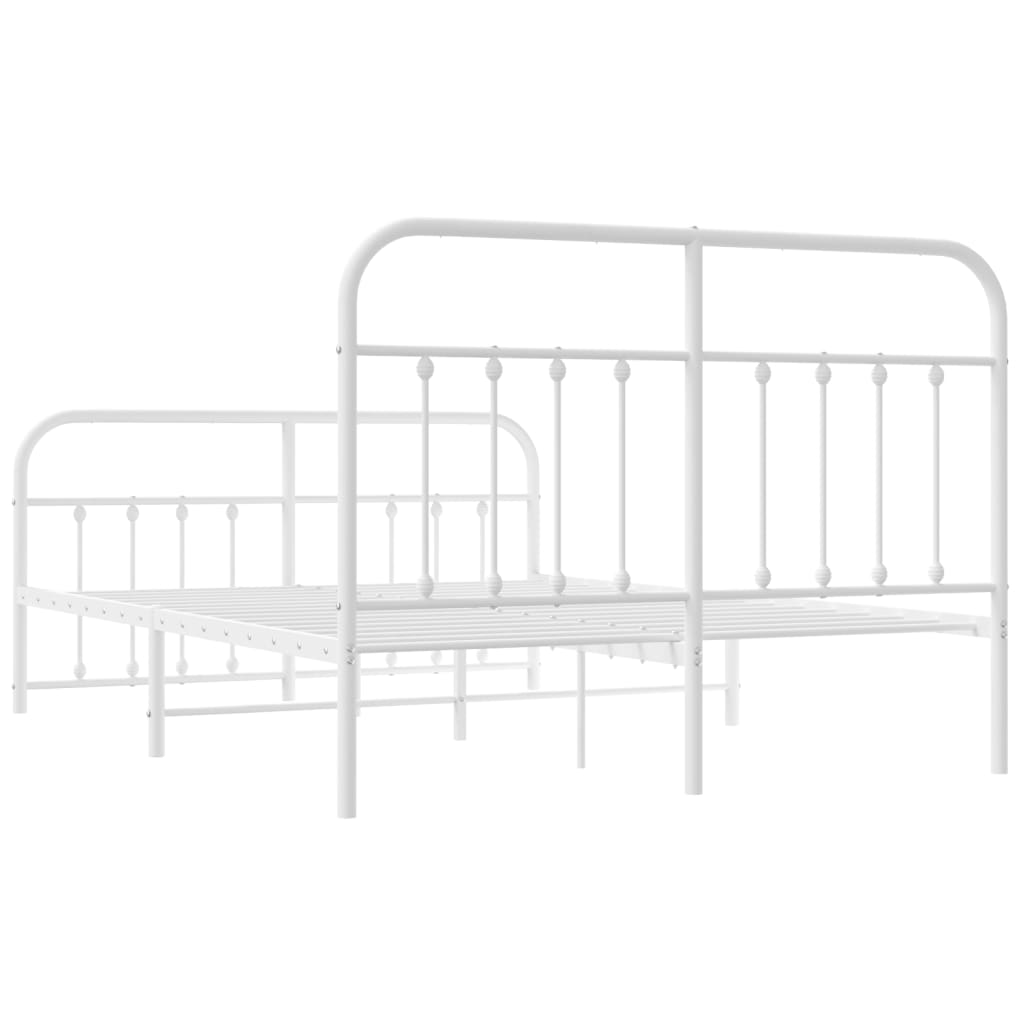 Estrutura de cama com cabeceira e pés 140x190 cm metal branco