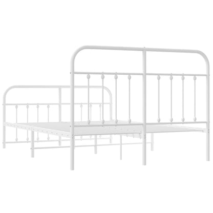 Estrutura de cama com cabeceira e pés 140x190 cm metal branco