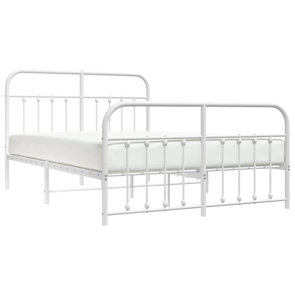 Estrutura de cama com cabeceira e pés 140x200 cm metal branco