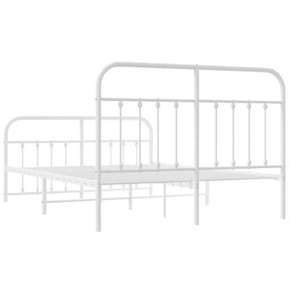 Estrutura de cama com cabeceira e pés 150x200 cm metal branco