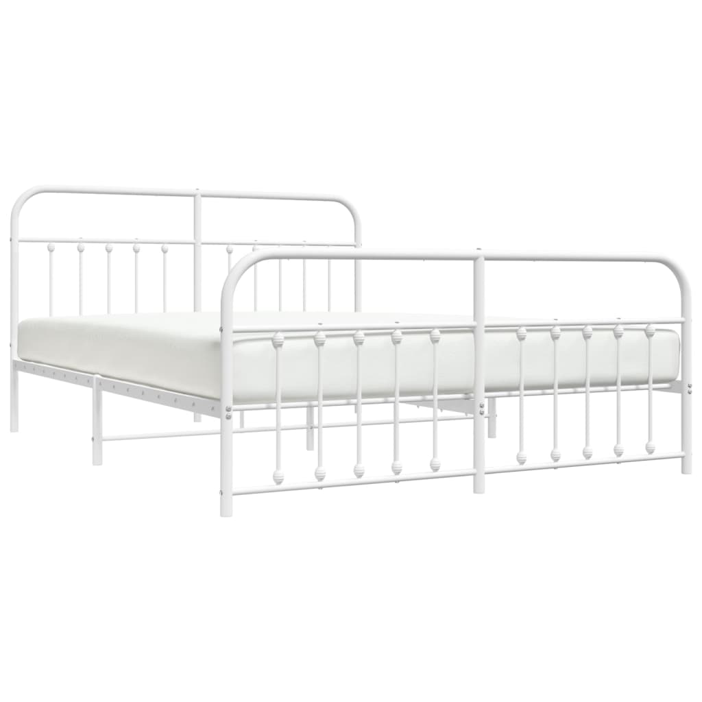 Estrutura de cama com cabeceira e pés 160x200 cm metal branco