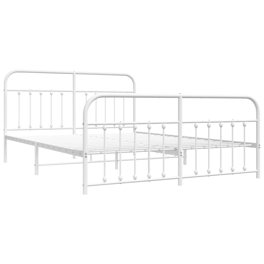 Estrutura de cama com cabeceira e pés 160x200 cm metal branco