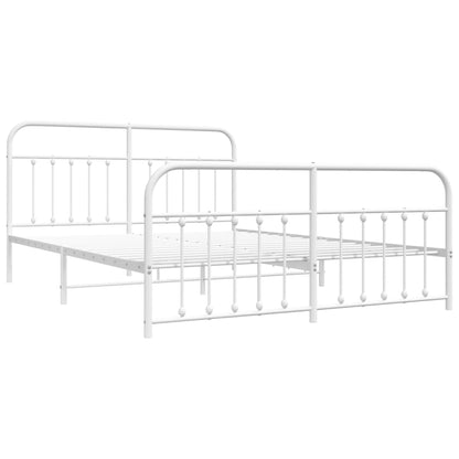 Estrutura de cama com cabeceira e pés 160x200 cm metal branco