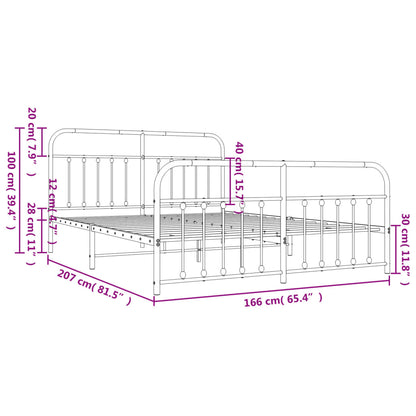 Estrutura de cama com cabeceira e pés 160x200 cm metal branco