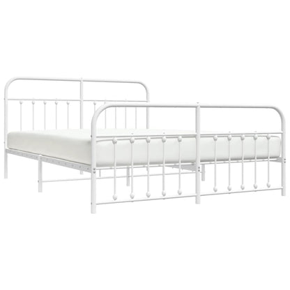 Estrutura de cama com cabeceira e pés 183x213 cm metal branco