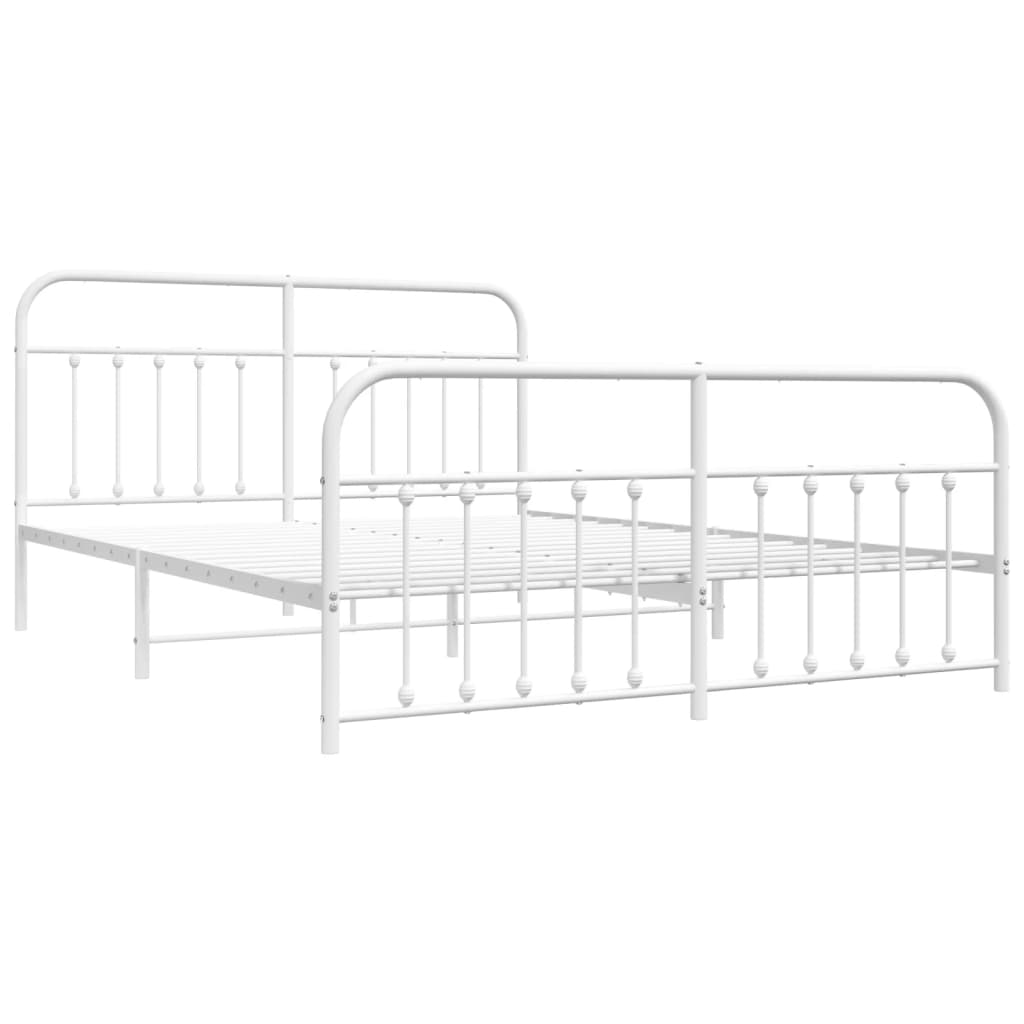 Estrutura de cama com cabeceira e pés 183x213 cm metal branco