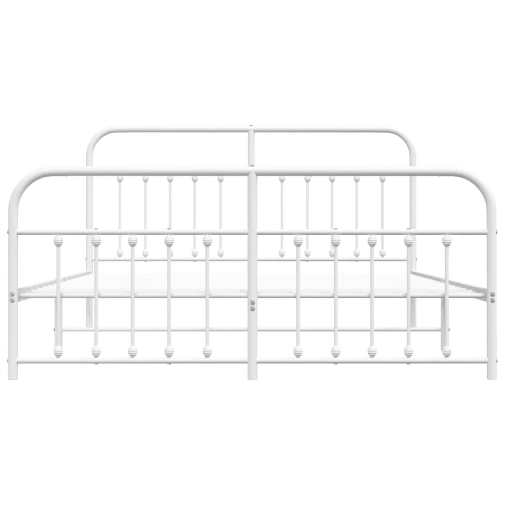 Estrutura de cama com cabeceira e pés 183x213 cm metal branco