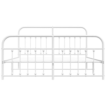 Estrutura de cama com cabeceira e pés 183x213 cm metal branco