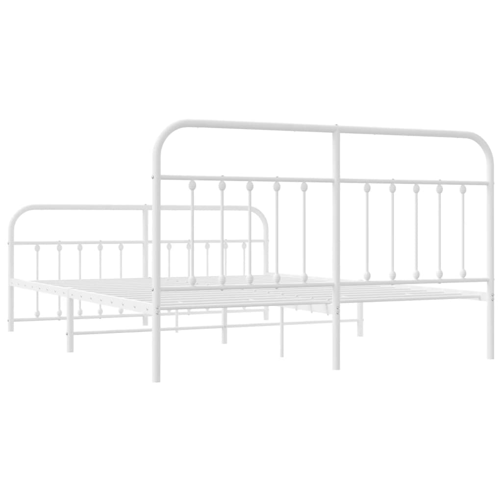 Estrutura de cama com cabeceira e pés 183x213 cm metal branco