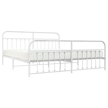 Estrutura de cama com cabeceira e pés 193x203 cm metal branco