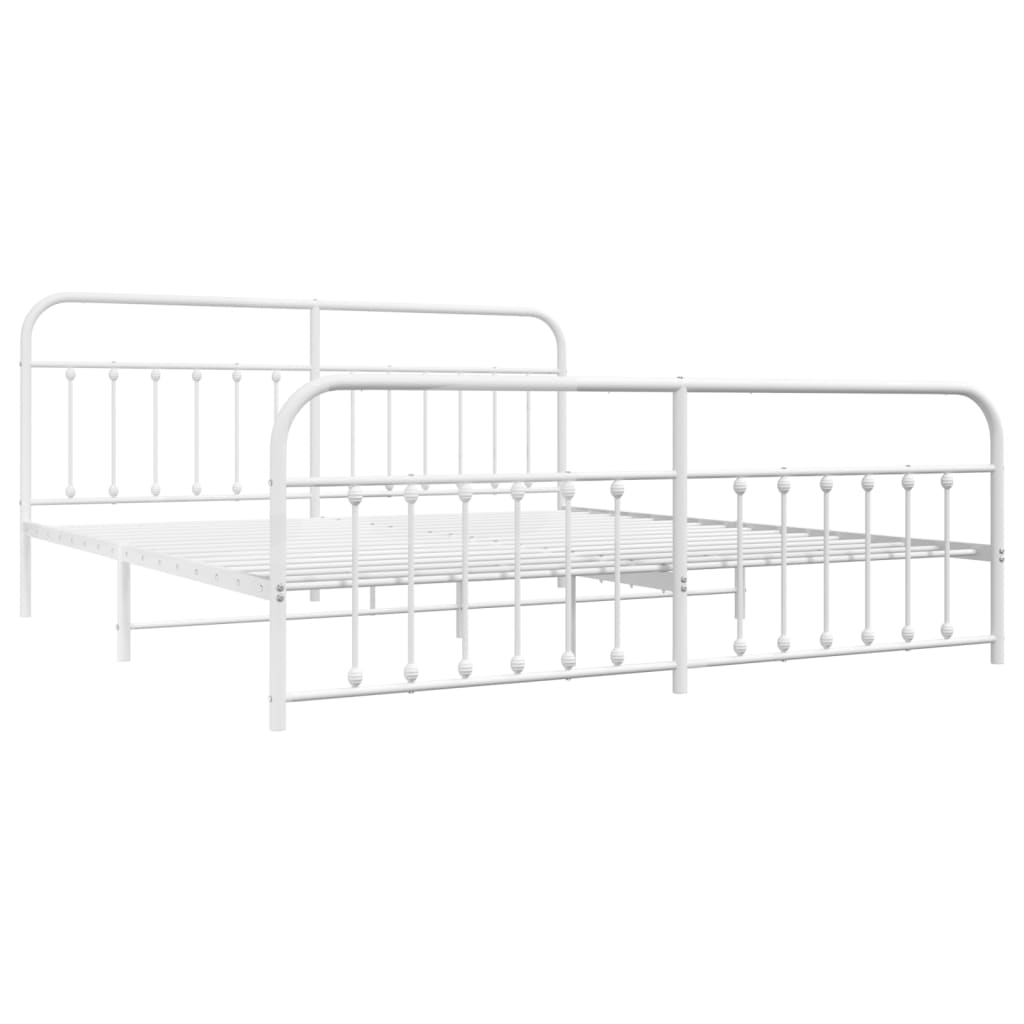 Estrutura de cama com cabeceira e pés 193x203 cm metal branco