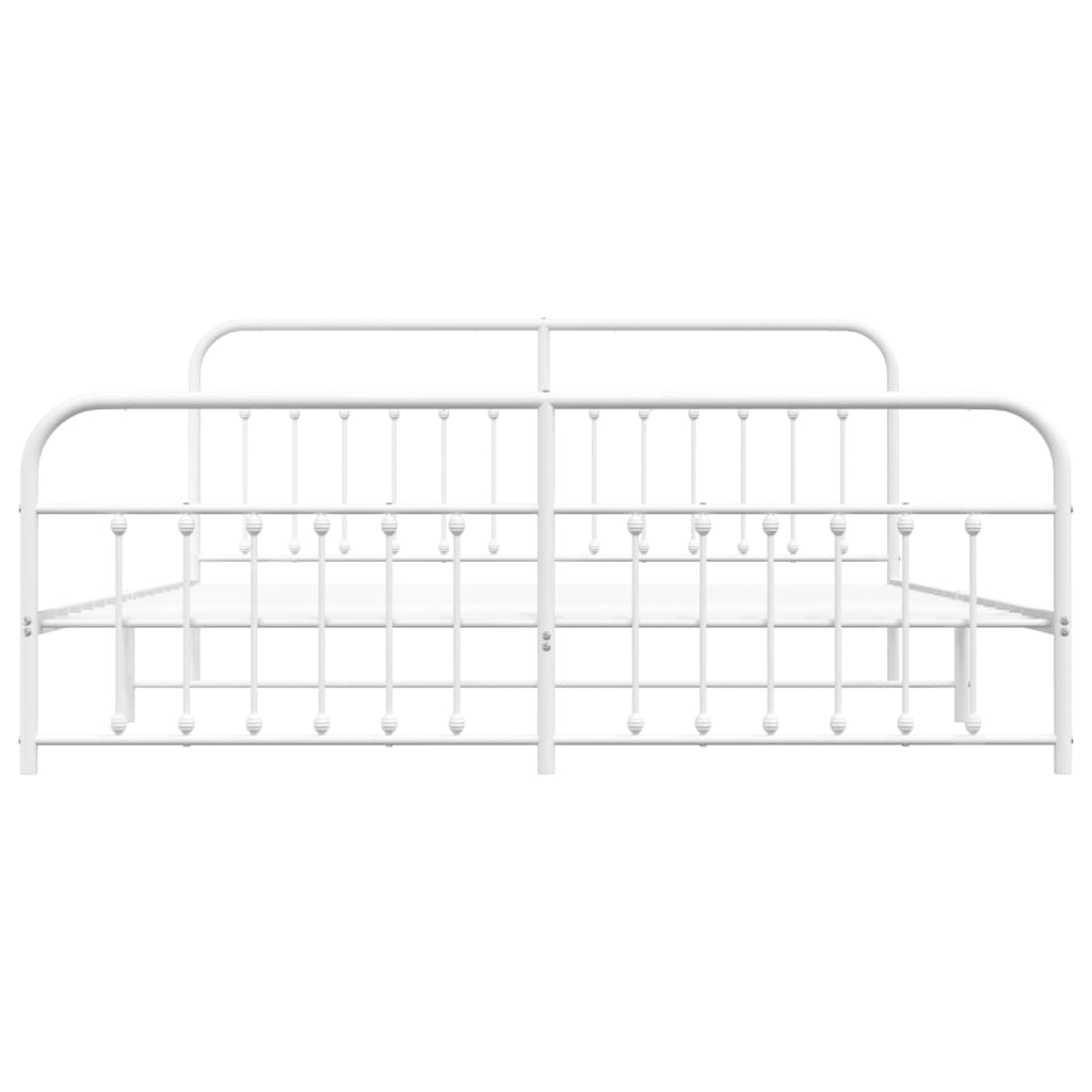 Estrutura de cama com cabeceira e pés 193x203 cm metal branco