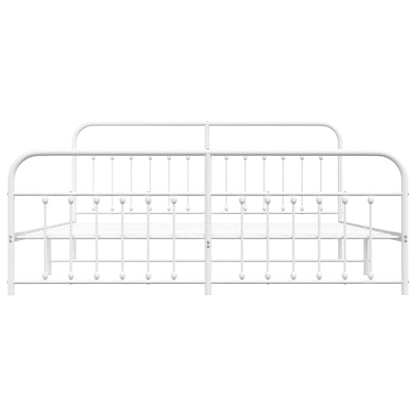 Estrutura de cama com cabeceira e pés 193x203 cm metal branco