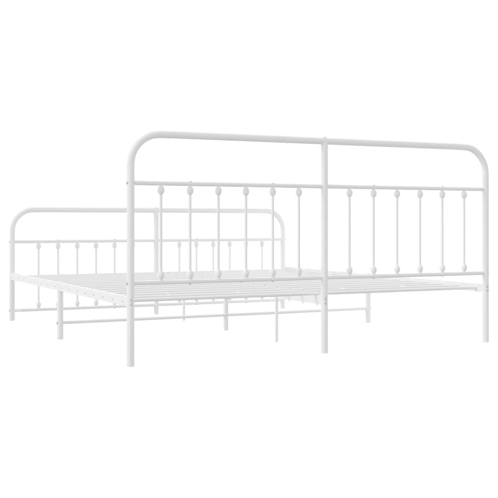 Estrutura de cama com cabeceira e pés 193x203 cm metal branco