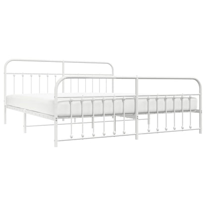 Estrutura de cama com cabeceira e pés 200x200 cm metal branco