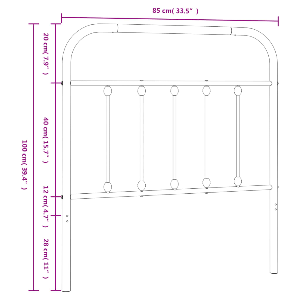 Cabeceira de cama 80 cm metal branco