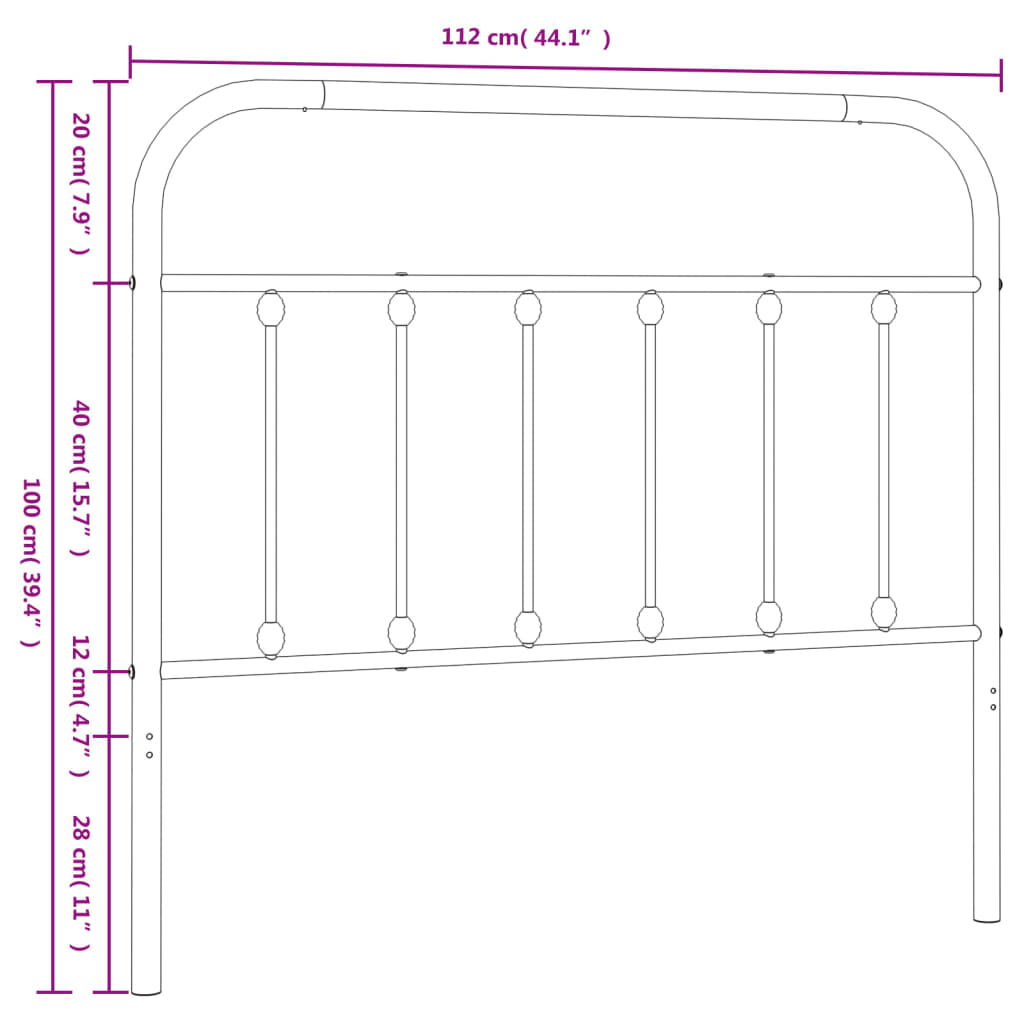 Cabeceira de cama 107 cm metal branco