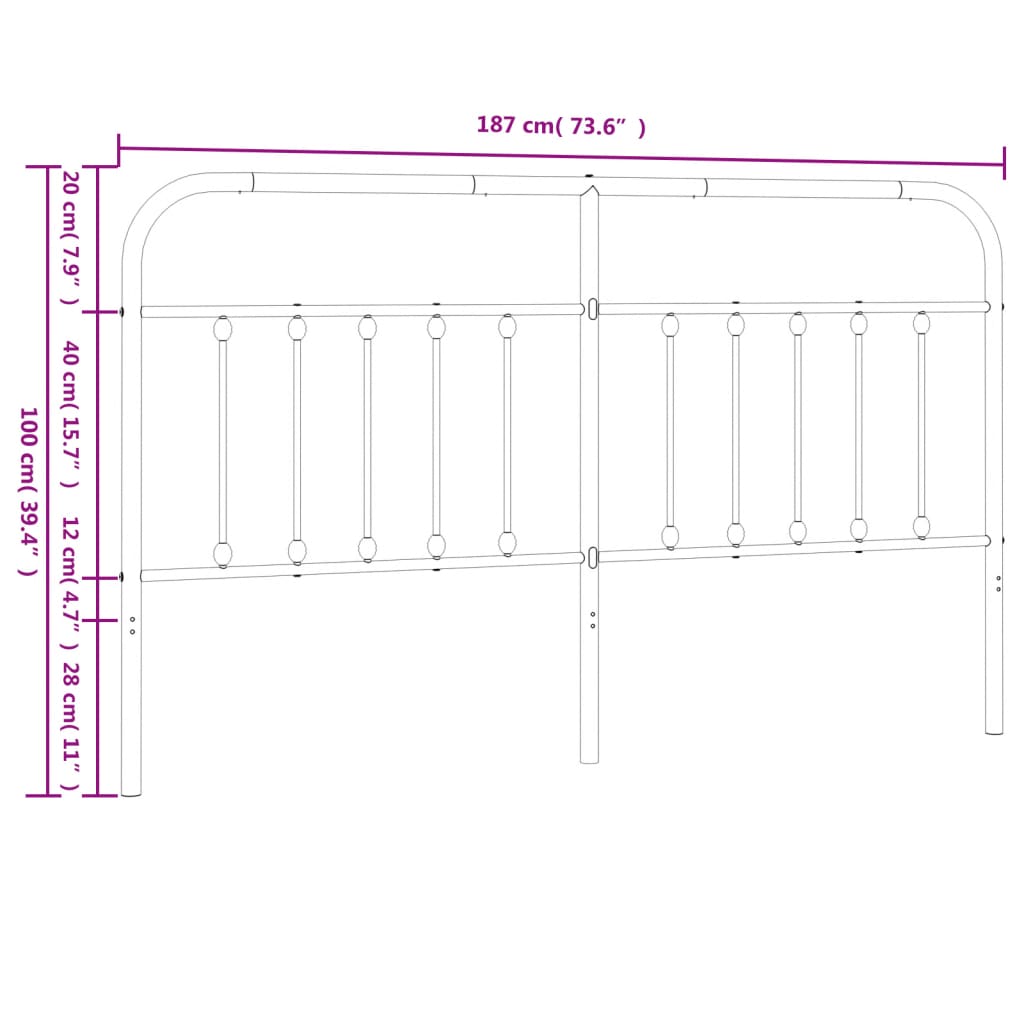 Cabeceira de cama 180 cm metal branco