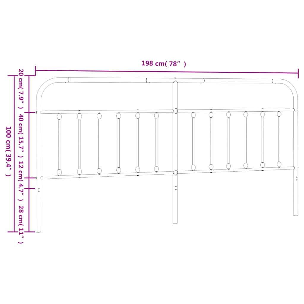 Cabeceira de cama 193 cm metal branco