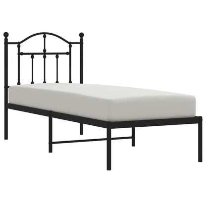 Estrutura de cama com cabeceira 75x190 cm metal preto