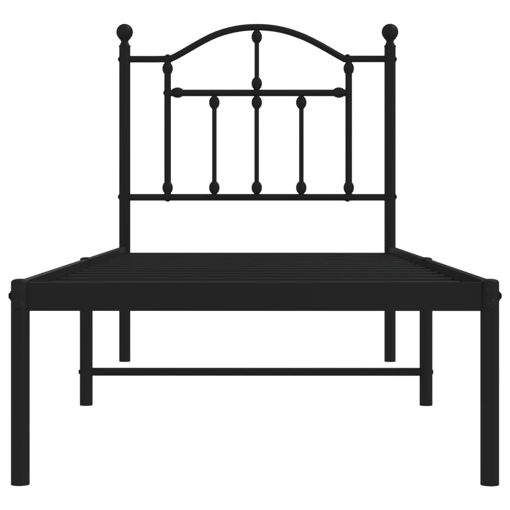 Estrutura de cama com cabeceira 75x190 cm metal preto