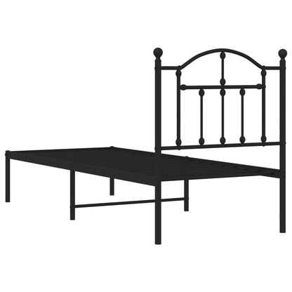 Estrutura de cama com cabeceira 75x190 cm metal preto