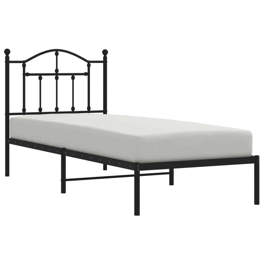 Estrutura de cama com cabeceira 80x200 cm metal preto