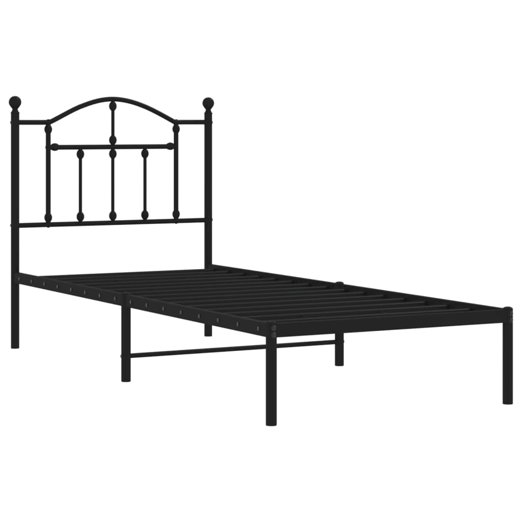 Estrutura de cama com cabeceira 80x200 cm metal preto