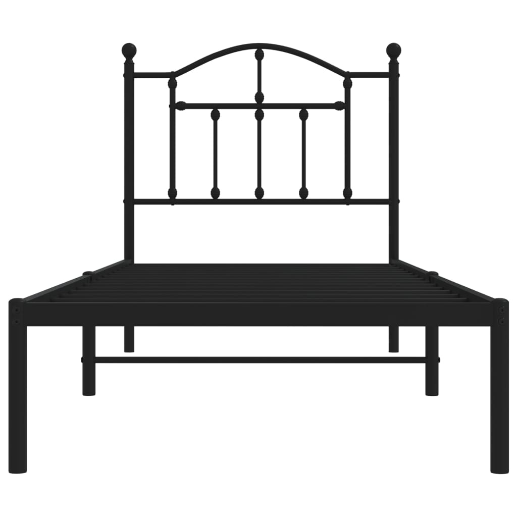 Estrutura de cama com cabeceira 80x200 cm metal preto