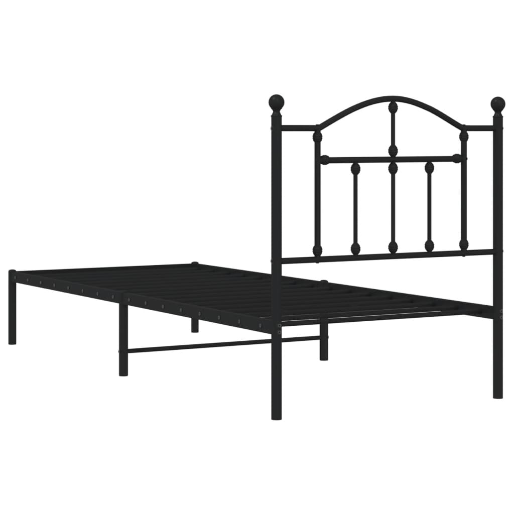 Estrutura de cama com cabeceira 80x200 cm metal preto