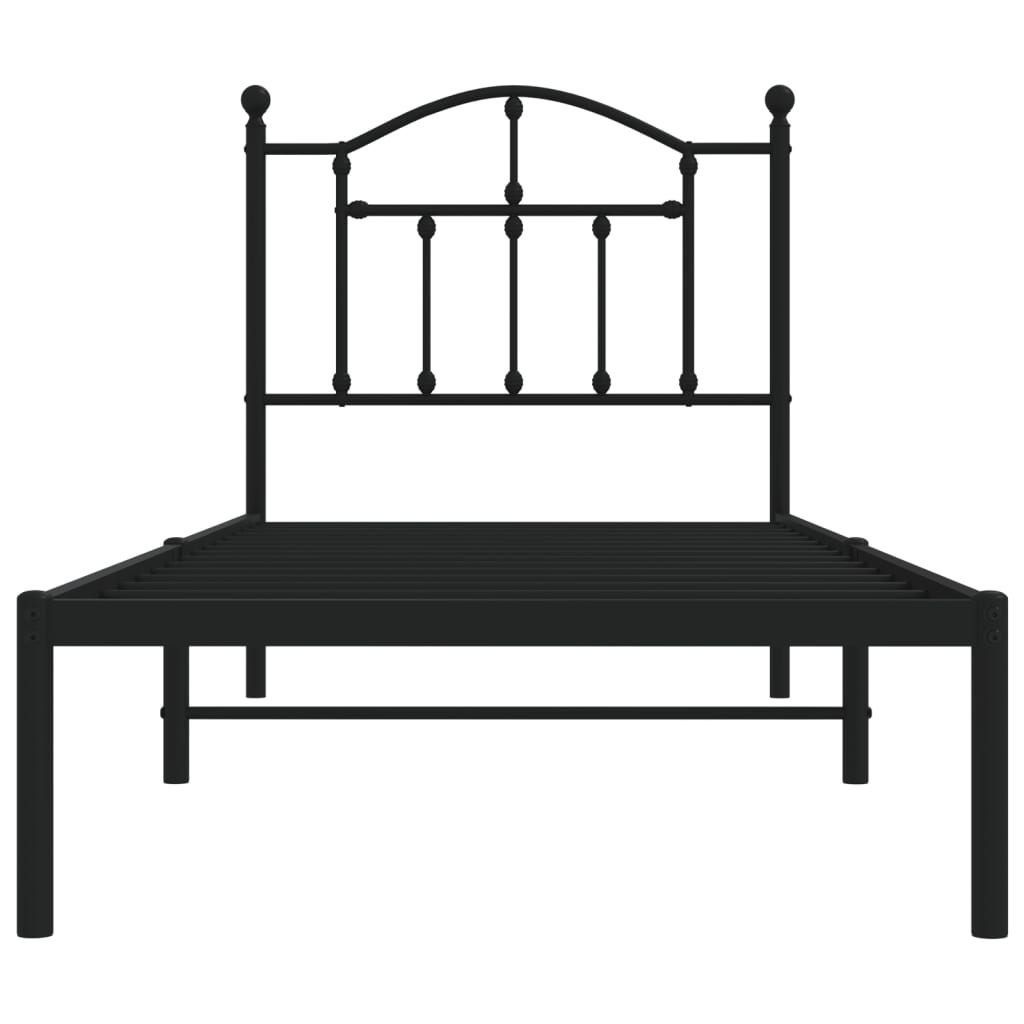 Estrutura de cama com cabeceira 90x190 cm metal preto