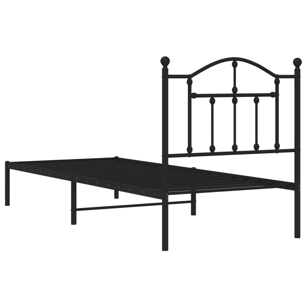 Estrutura de cama com cabeceira 90x190 cm metal preto