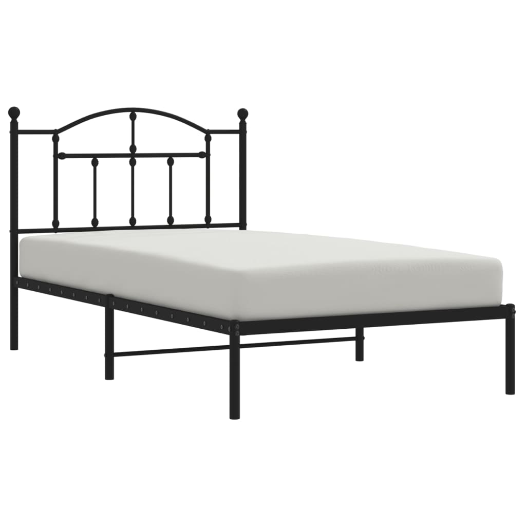 Estrutura de cama com cabeceira 100x190 cm metal preto