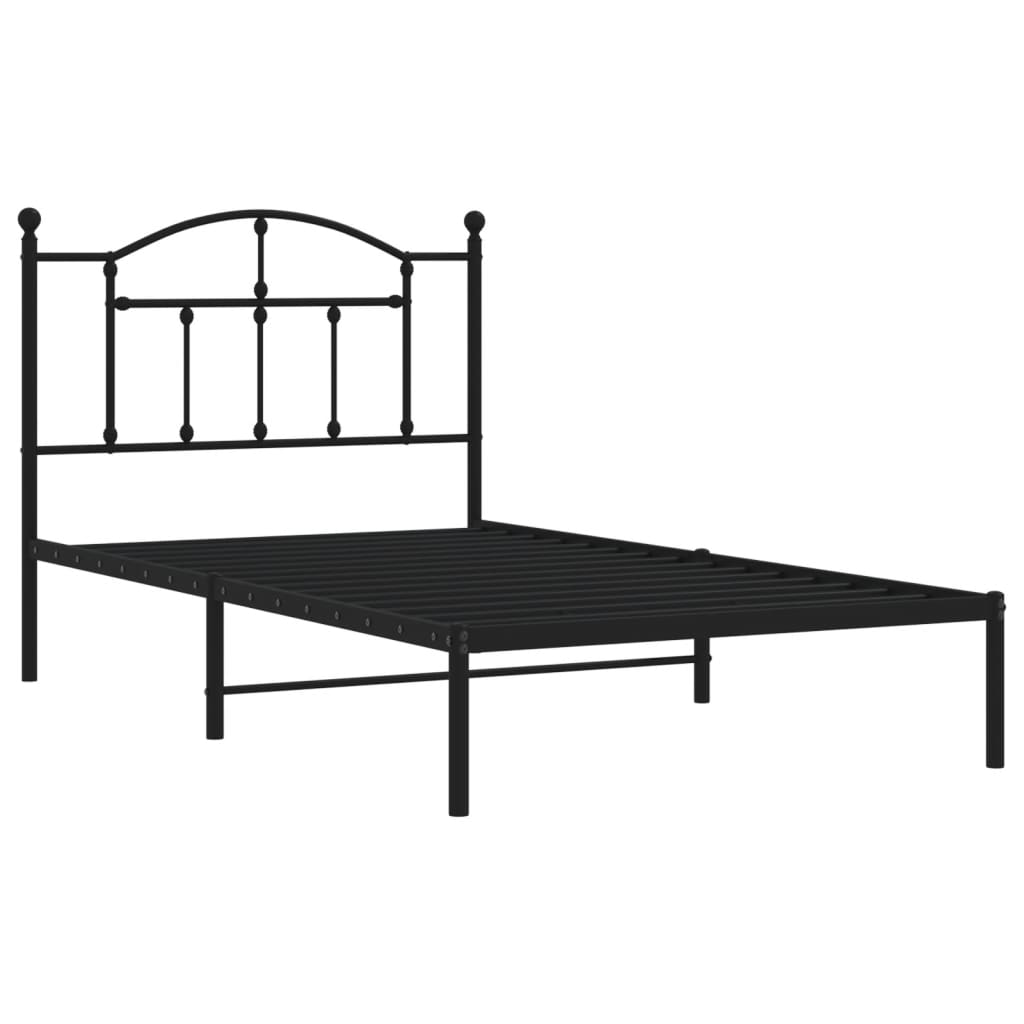 Estrutura de cama com cabeceira 100x190 cm metal preto