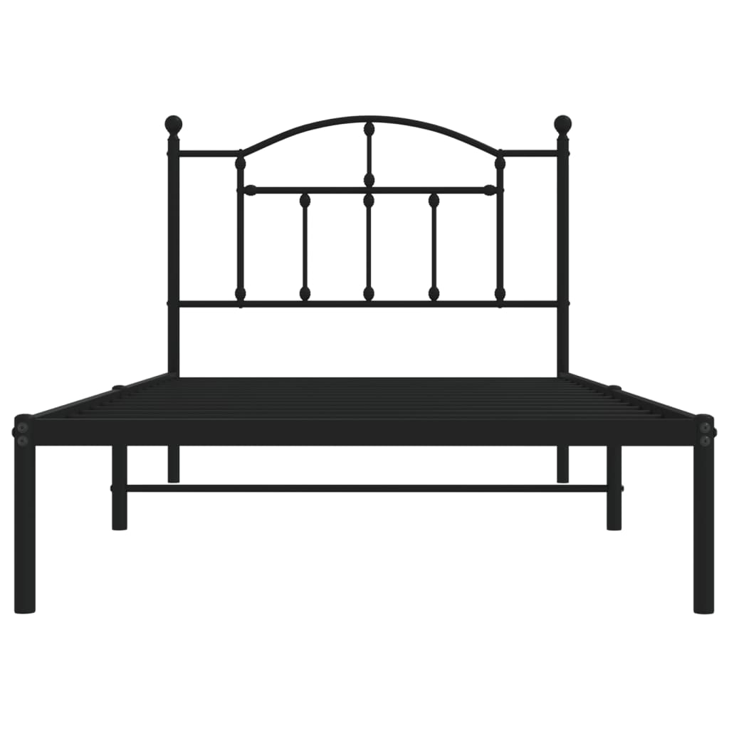 Estrutura de cama com cabeceira 100x190 cm metal preto