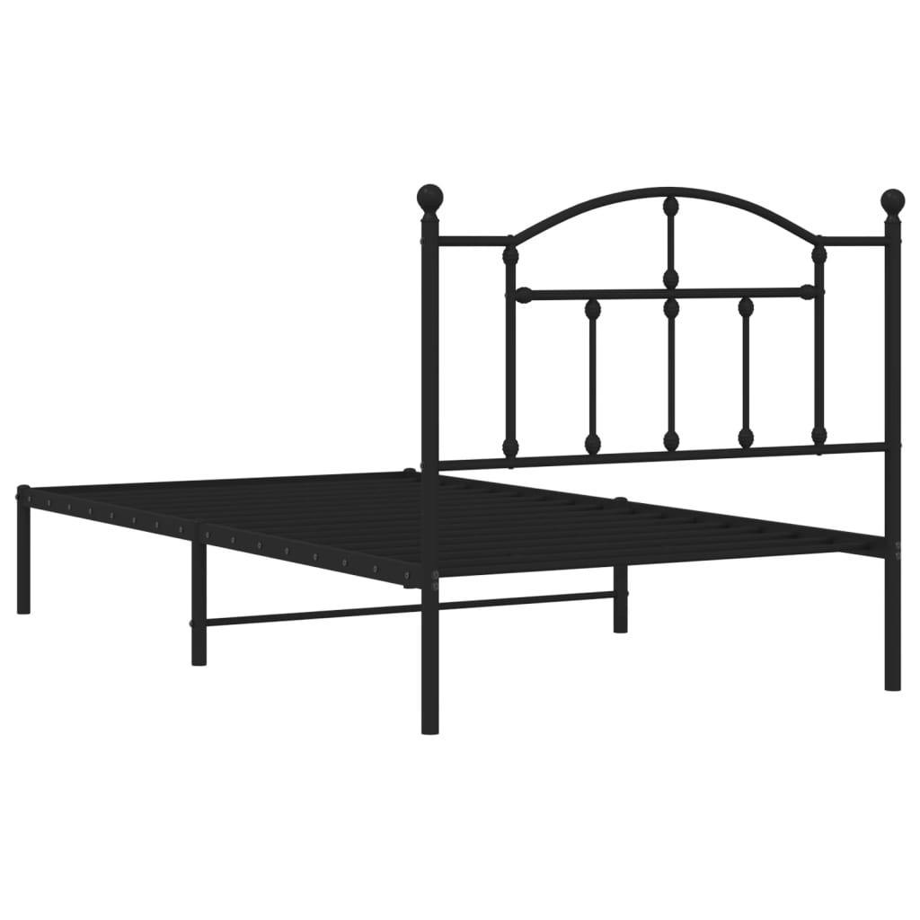 Estrutura de cama com cabeceira 100x190 cm metal preto