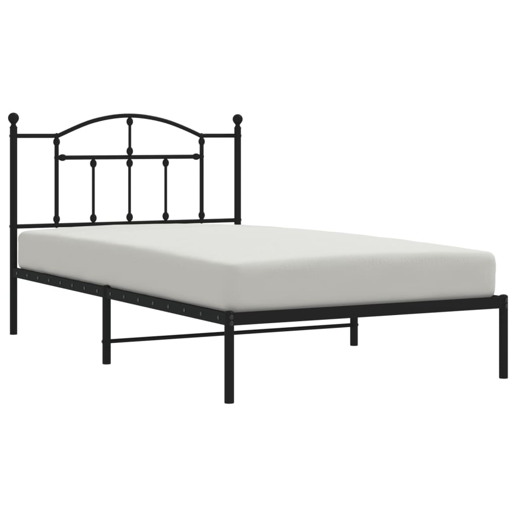 Estrutura de cama com cabeceira 100x200 cm metal preto