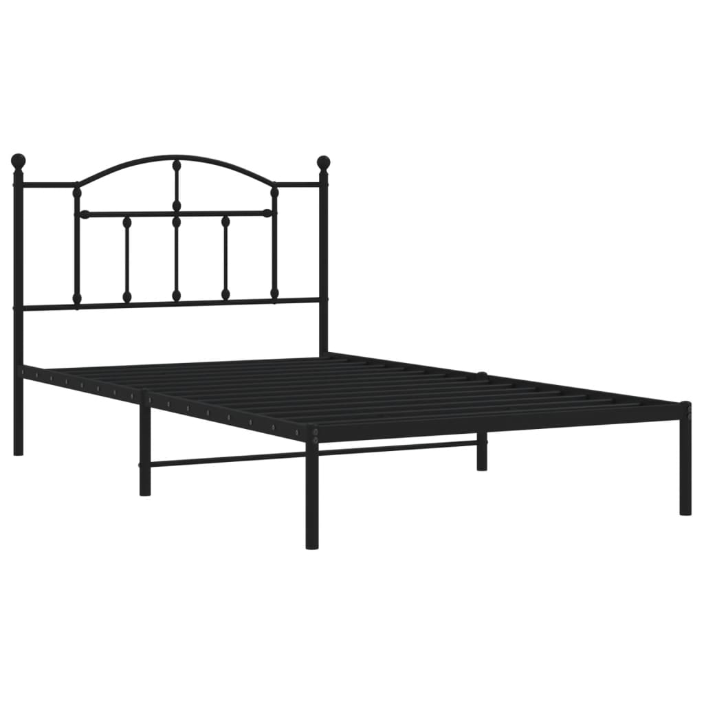 Estrutura de cama com cabeceira 100x200 cm metal preto