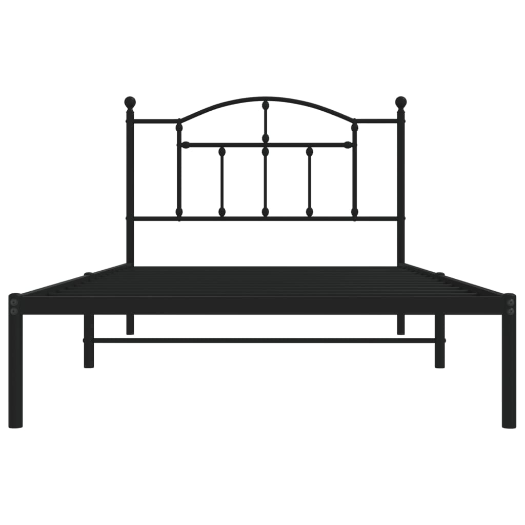 Estrutura de cama com cabeceira 100x200 cm metal preto