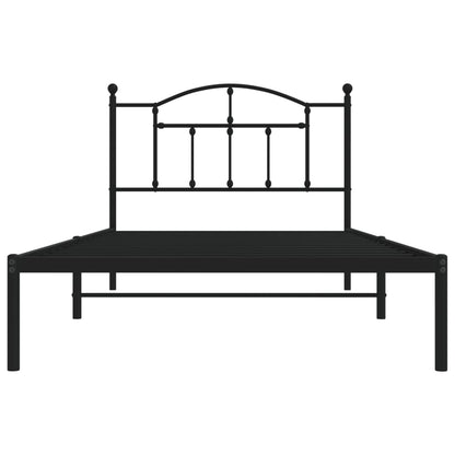 Estrutura de cama com cabeceira 100x200 cm metal preto