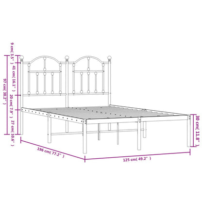 Estrutura de cama com cabeceira 120x190 cm metal preto