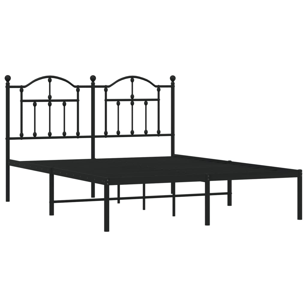 Estrutura de cama com cabeceira 140x200 cm metal preto