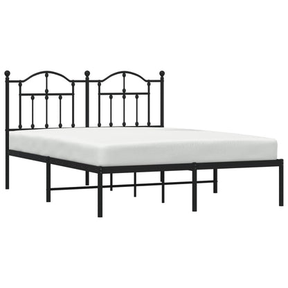 Estrutura de cama em metal com cabeceira 150x200 cm preto