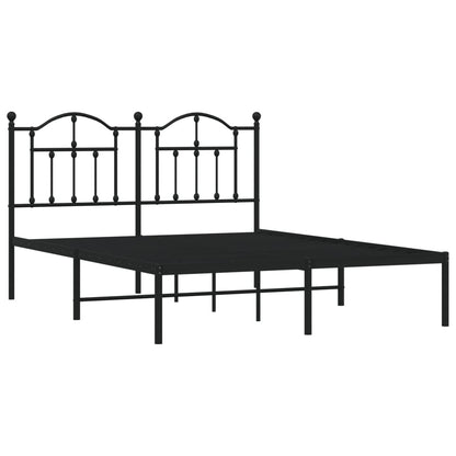 Estrutura de cama em metal com cabeceira 150x200 cm preto