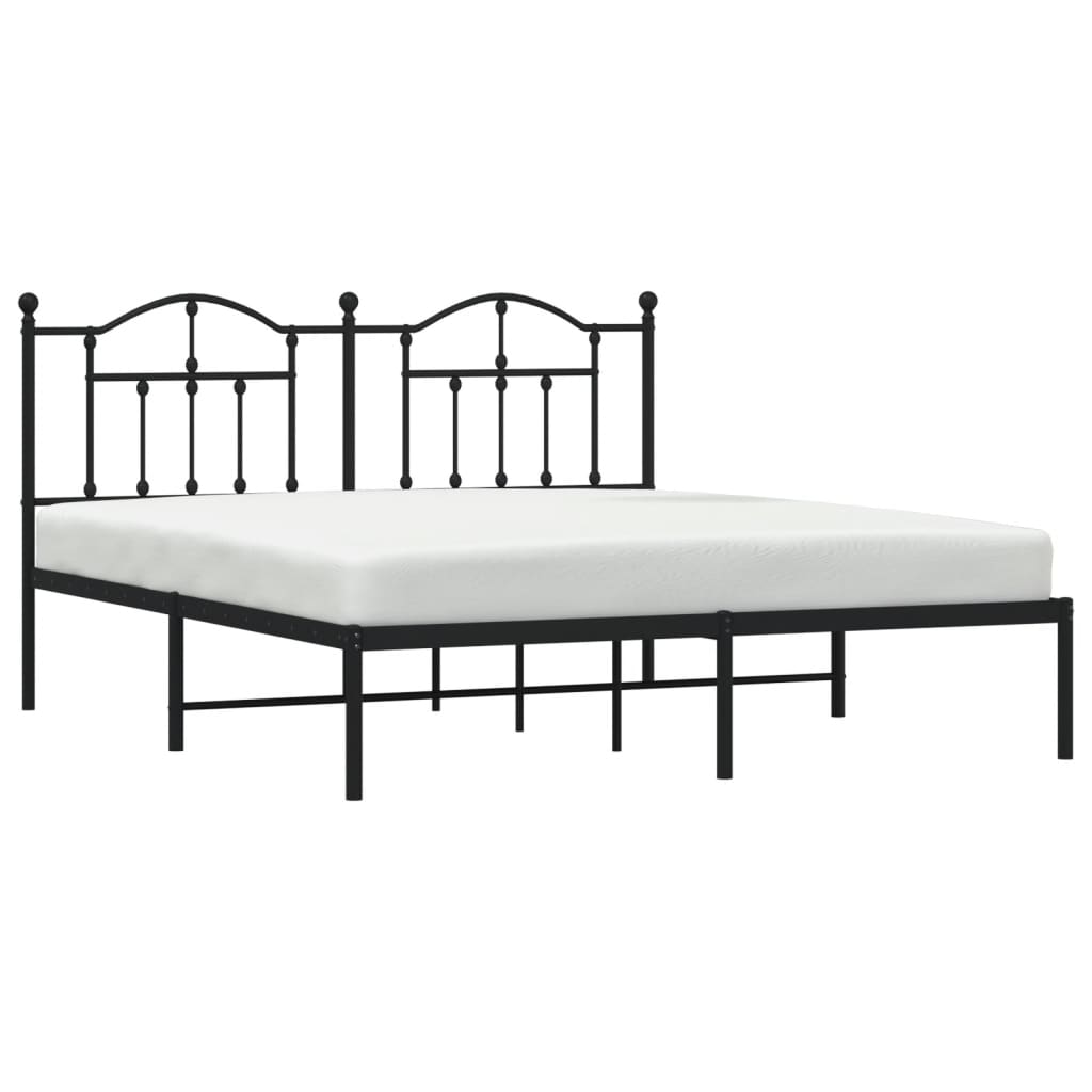 Estrutura de cama com cabeceira 160x200 cm metal preto