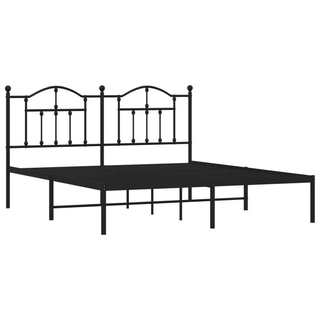 Estrutura de cama com cabeceira 160x200 cm metal preto