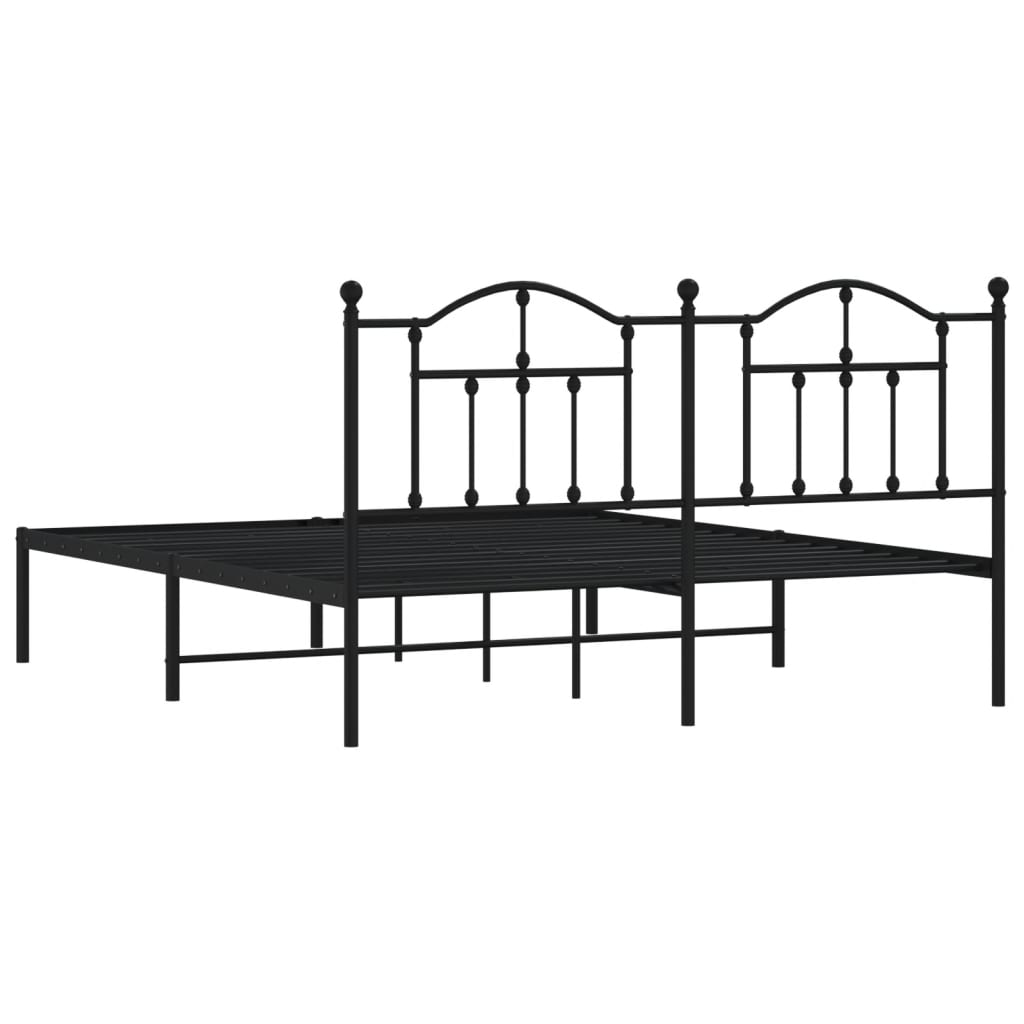 Estrutura de cama com cabeceira 160x200 cm metal preto