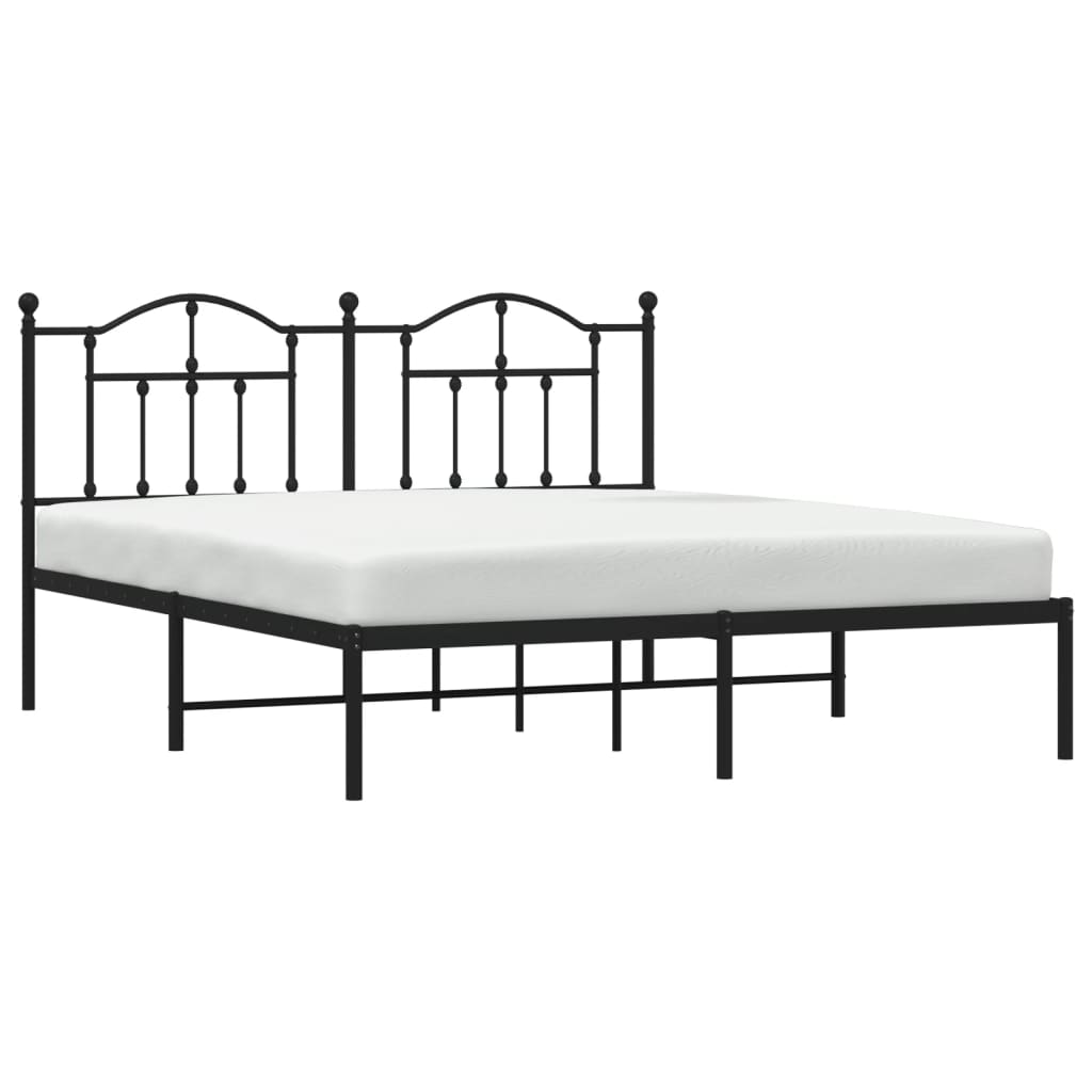 Estrutura de cama em metal com cabeceira 180x200 cm preto