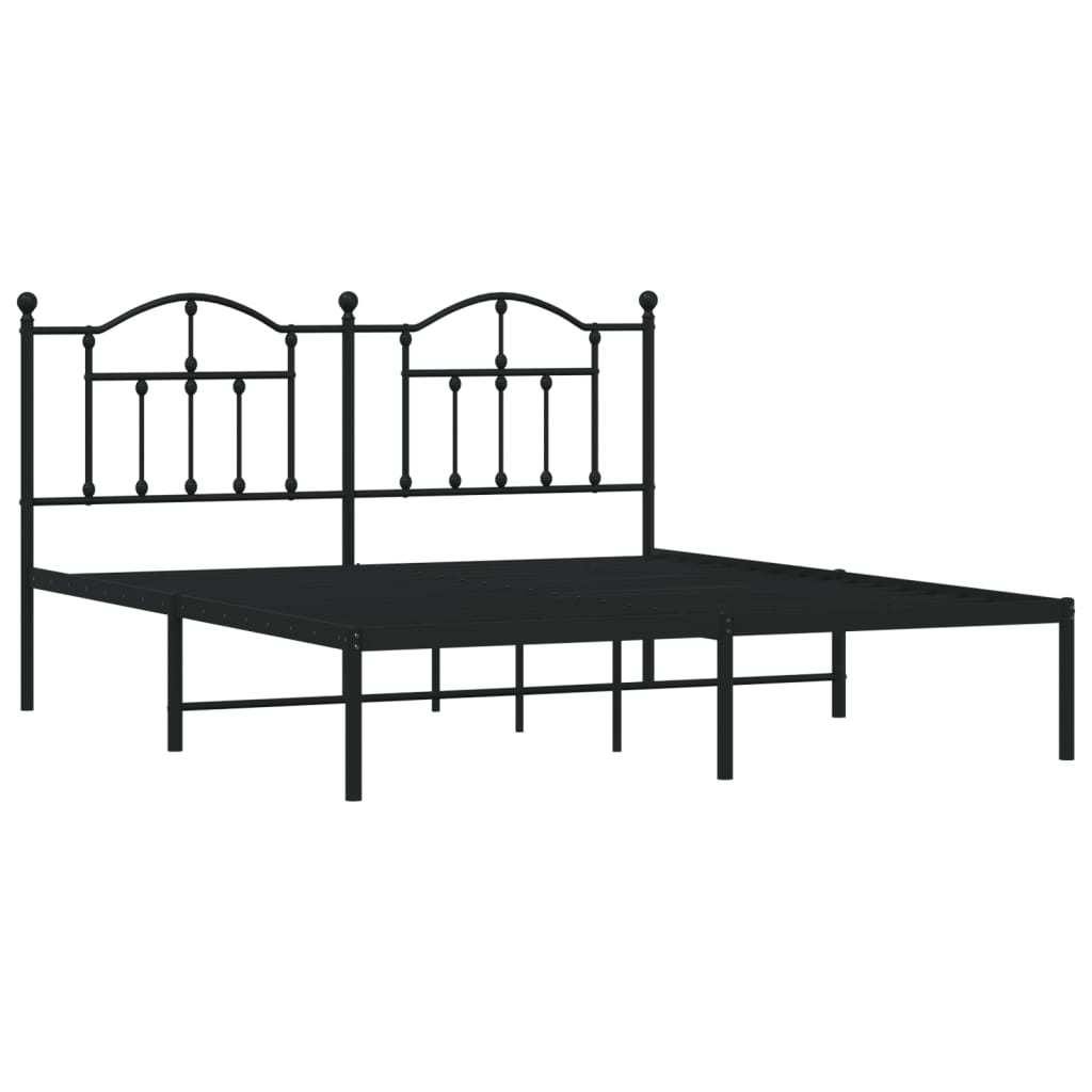 Estrutura de cama em metal com cabeceira 180x200 cm preto