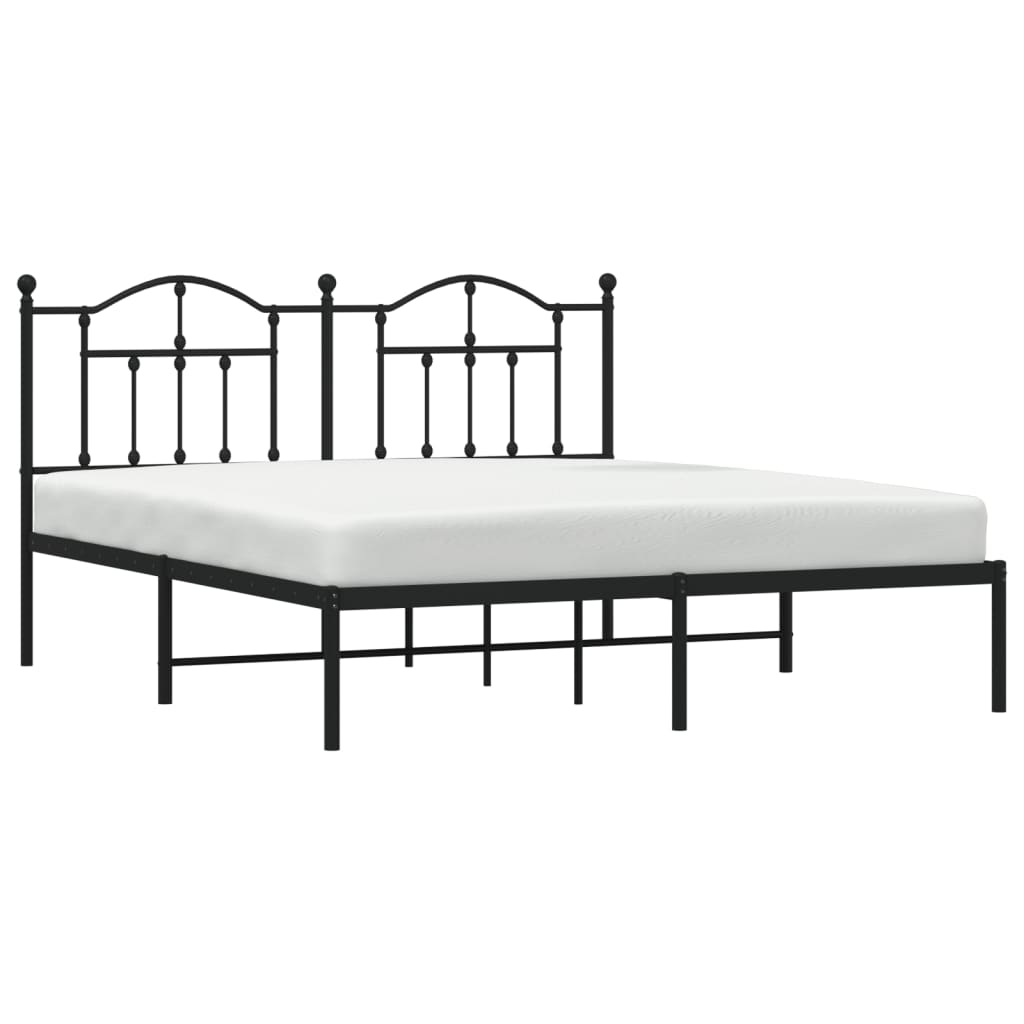 Estrutura de cama com cabeceira 183x213 cm metal preto